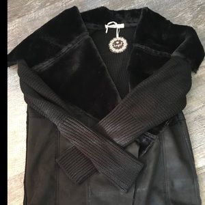 Hazel faux fur/leather sweater